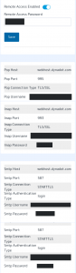 Dynadot EMail Hostingの設定画面 POP/IMAP/SMTPの接続先情報が出ています